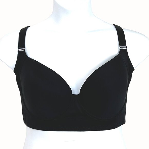 Back Smoothing Full Coverage Bra Size 48/50 E Adjustable Straps Black New - Picture 1 of 8